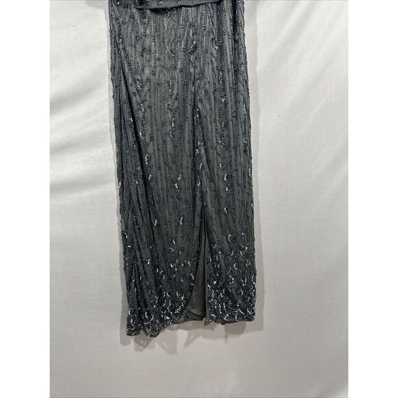 NEW MAC DUGGAL [ 14W ] 5939 High Neck Embellished Column Dress with Cape‎ Pewter - Picture 16 of 16